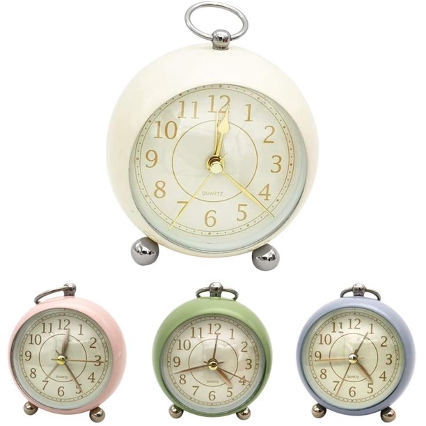 Antique Retro Analog Alarm Clock, Small Silent Bedside Desk Gift Clock