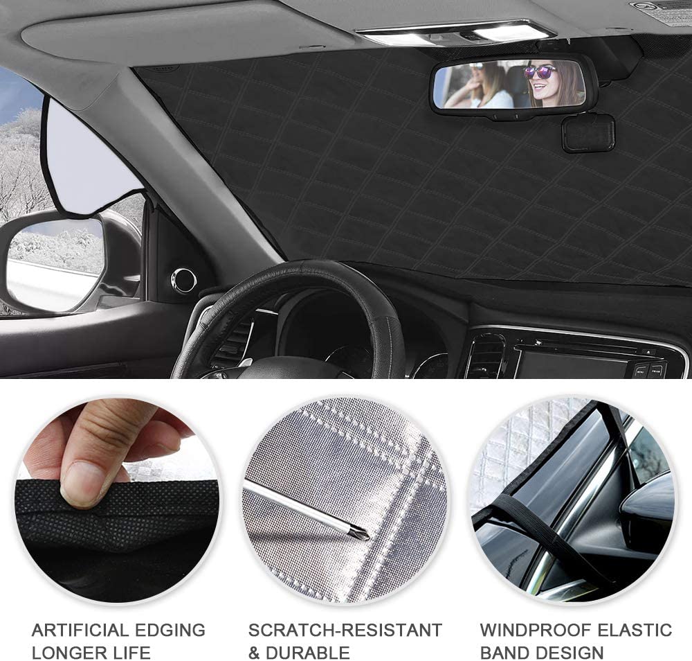 Windscreen Cover, Car Cover, Sun Protection, Fixation, Folding Removable  Windscreen, Perfect Against UV Radiation, Sun, Dust, Ice, Frost and Snow 