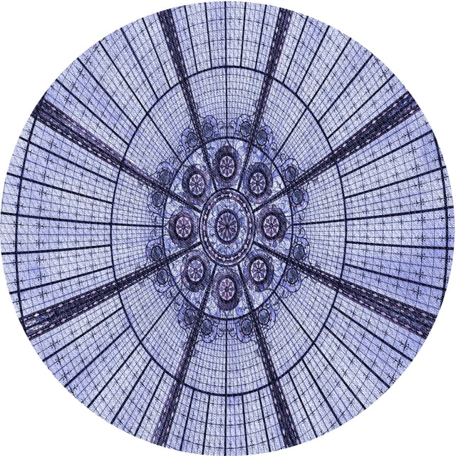 Ahgly Company Tapis Rond Lavable en Machine Intérieur Transitionnel Violet Pervenche Profond, 3 Pieds Rond