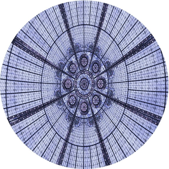 Ahgly Company Machine Washable Indoor Round Transitional Deep Periwinkle Purple Area Rugs, 3' Round