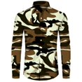 thumbnail image 2 of Camisa de primavera y otoño más nueva para hombre, camiseta de manga larga con estampado 3D de camuflaje, camisa informal con cuello vuelto y botones, camiseta para hombre y mujer, 2 of 5