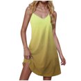 thumbnail image 6 of Wyobmus Dresses for Women 2025 Summer Casual Swing Tank Beach Cover Up Dress Gradient Color V Neck Spaghetti Strap Midi Sun Dress A-Yellow, 6 of 6