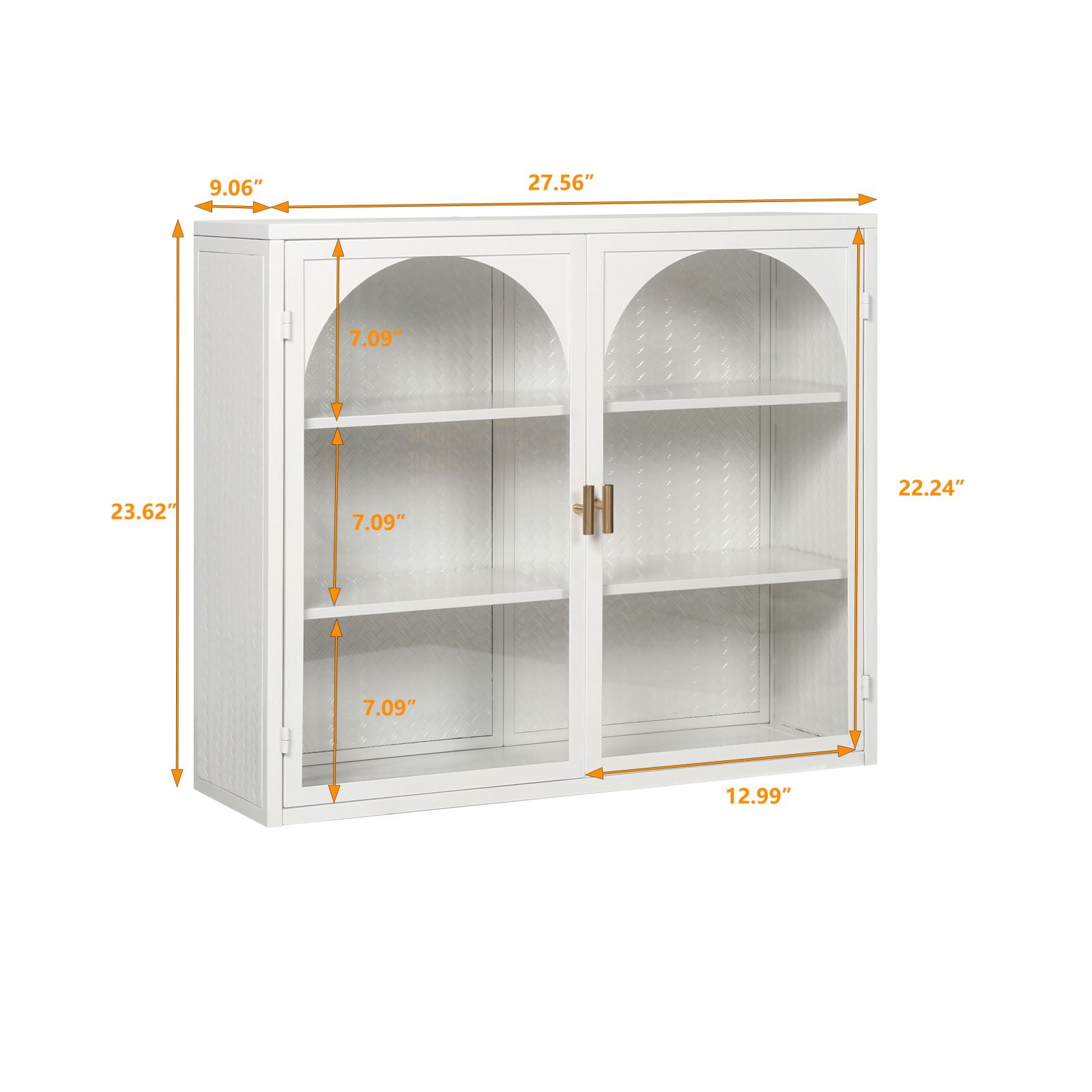 2024 New Wall-Mounted Double Glass Door Cabinet, Bathroom Storage Cabinet with Detachable Shelves, Versatile Kitchen Pantry Sideboard for Kitchen Laundry Office and Dining Room