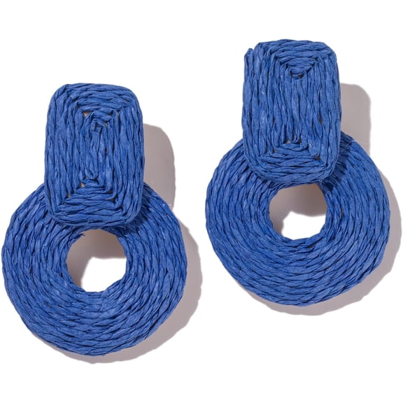 Boho Raffia Statement earrings for Women – Large Handmade Lightweight Bohemian Colorful Rattan Dangle Drop Straw Wrap Summer Beach Tropical Accessories Jewelry Gift
