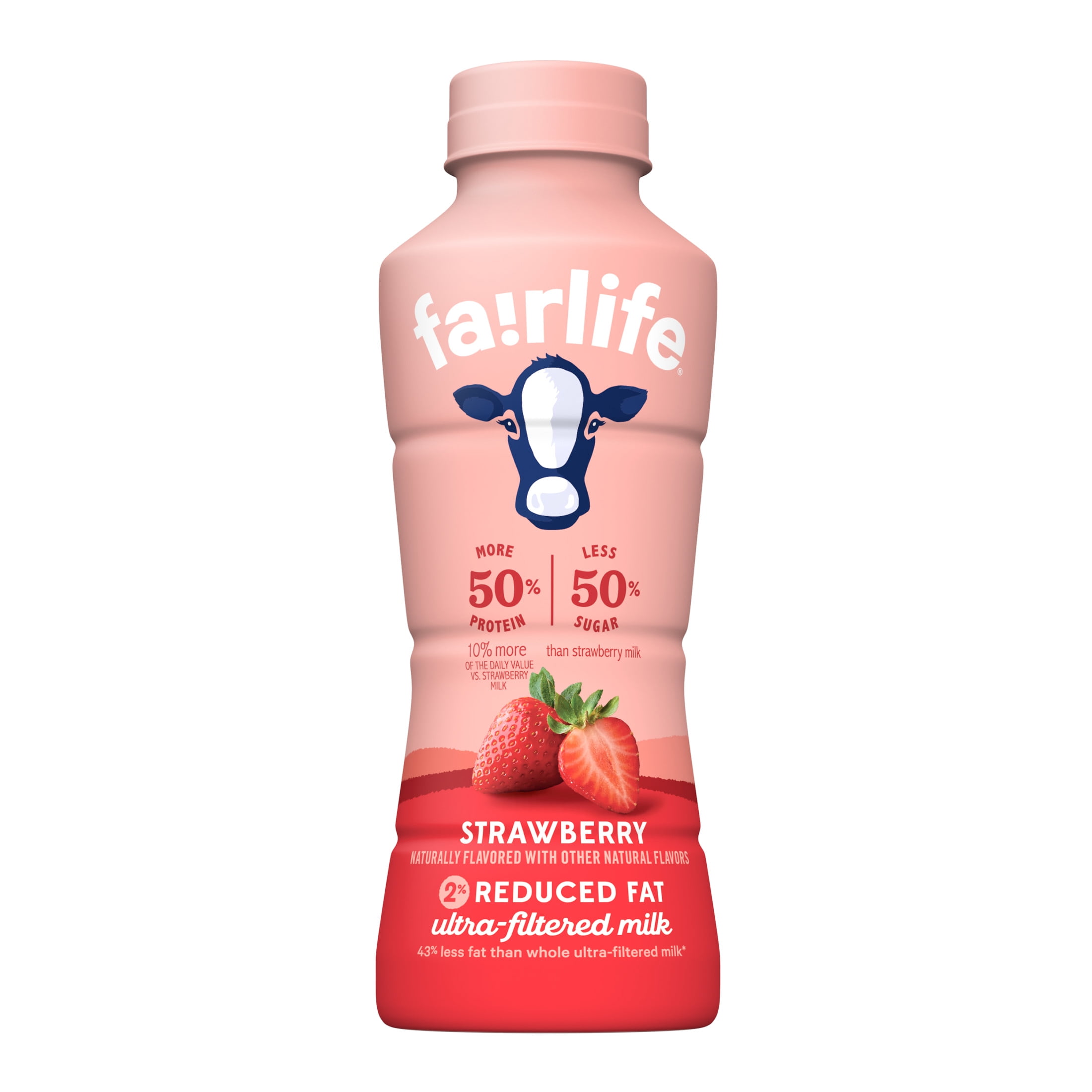 (5 pack) fairlife Ultra Filtered Milk, Lactose Free 2% Reduced Fat Strawberry Milk Bottle, 14 fl oz