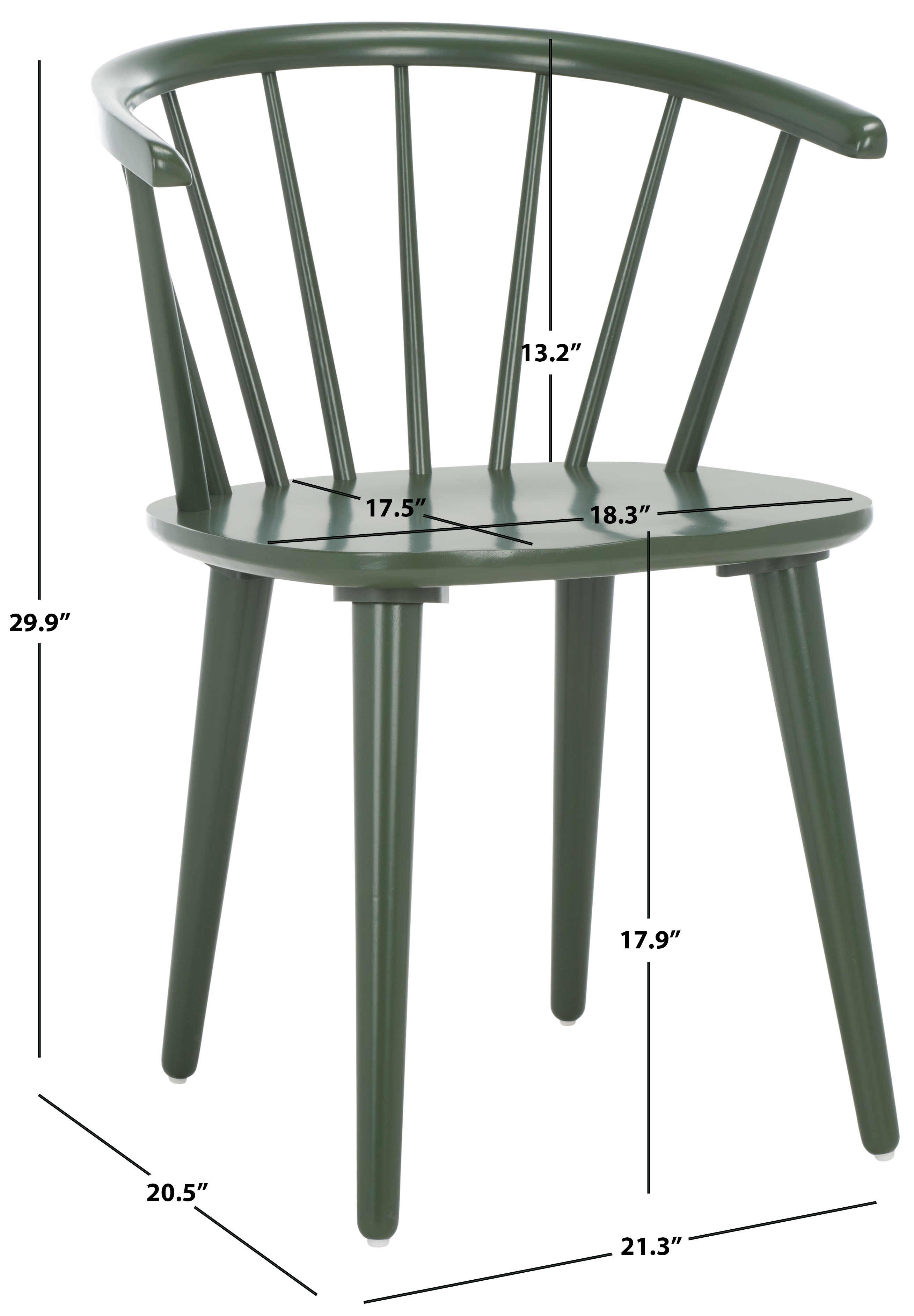 Safavieh Blanchard Scandinavian Wood Dining Side Chairs, Dusty Green (Set of 2)