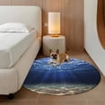 thumbnail image 2 of Navy Blue Ocean Waves Round Area Rug 8Ft Washable Large Circle Rugs for Living Room Dorm, Summer Beach Coastal Abstract Non-Slip Carpet Floor Mats Indoor Outdoor Carpet Runner Aesthetic Home Decor, 2 of 8