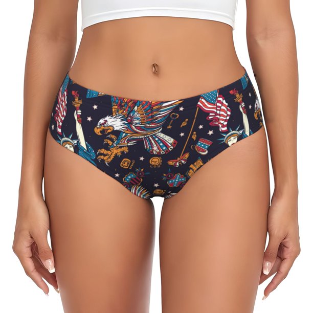 Fotbe United States Of America Calzones Estampados para Mujer – Ropa Interior de Algodón, Cómoda, Suave y Elástica-X-Small