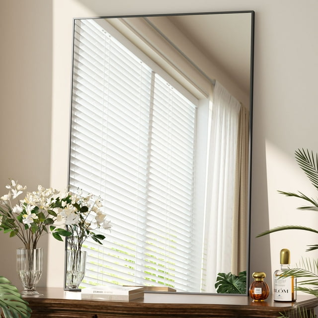 Beautypeak 26"x38" Bathroom Mirror Wall Mirror with Rectangular Metal Frame, Black