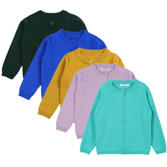 KYAIGUO Baby Toddler Girls Solid Color Sweater Kids Boys Cardigan Long Sleeve Knit Sweaters Button down Uniform 12M-7Y