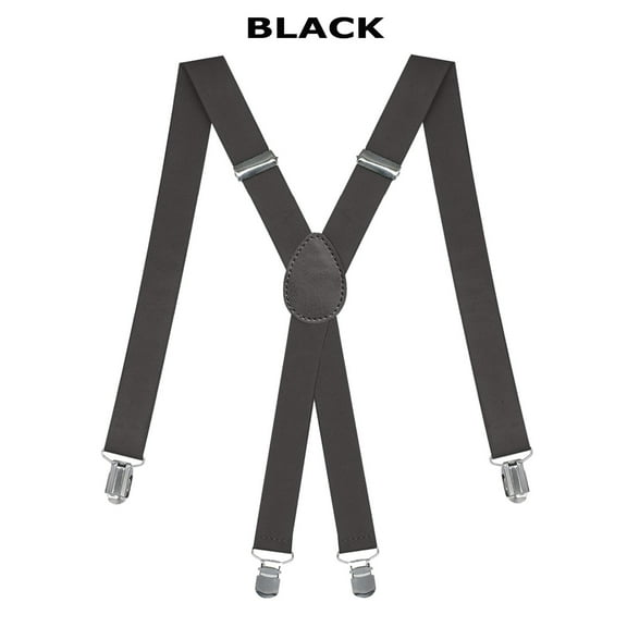 HOWEN Men's Suspenders - Belt Loop, Various Colors, X Style, Chromed Snaps,Black