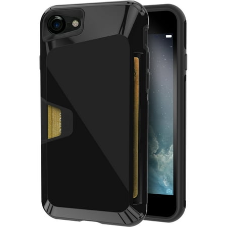 Silk iPhone 7/8 Rugged Wallet Case - Vault Armor Wallet for iPhone 7/8 [Protective Non-Slip Grip Credit Card Cover] - Jet