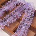 thumbnail image 3 of About 33 Yards 2 Inch Pleated Lace Trim Purple Double Ruffle Edge Applique Fabric Trimming Organza Ruffled Lace Tulle Ribbon for Sewing Making Craft Wedding Wreath Dress Embellishment Supply, 3 of 9