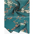 thumbnail image 4 of INSPIRE CHIC Women Floral Satin Scarves, Square Silky Neck Scarf Neckerchief, Skinny Long Ribbon Hair Band Square-Peacock Blue 27.6x27.6''(LxW), 4 of 7