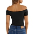 thumbnail image 3 of MOYIKO Off The Shoulder Tops for Women Short Sleeve Slim Fit Shirts Basic Clothes 2026 Fashion, 3 of 7