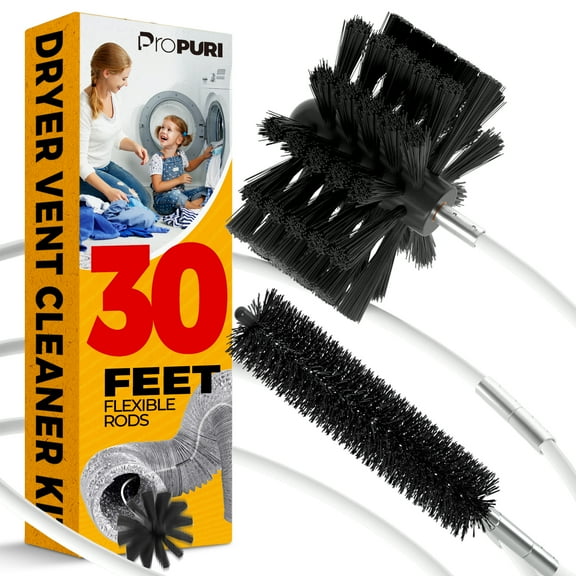 propuri Dryer Vent Cleaning Kit, Lint Remover, Synthetic Brush Head, 30 Feet Use with or Without a Power Drill