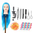 thumbnail image 1 of Cabeza de maniquí con soporte de pinza para trenzado de cabello, cabeza de maniquí de práctica para peluquería, cosmetología, conjunto de peluca de cabello falso, 1 of 10