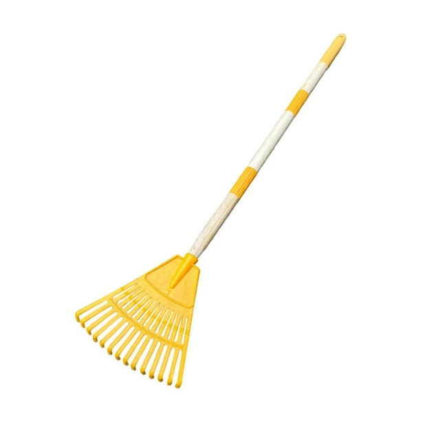 Rastrillo de jardín Herramienta de jardinería Acero 14 Dientes 3 Secciones Rastrillo ergonómico Césped y amarillo