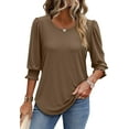 thumbnail image 3 of Fantaslook Blouses for Women Dressy Casual 3/4 Length Sleeve Womens Tops with Smocked Cuffs Fashion Shirts, 3 of 8