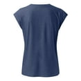 thumbnail image 4 of BKQCNKM Shirts for Women T Shirts for Women Short Sleeves V Neck Plain Color Soft Loose Fitting Summer T Shirts Women Tshirts Shirts for Women, Dark Blue M, 4 of 5