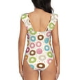 thumbnail image 6 of Yiaed Colorful Donuts Print Women's Ruffled One Piece Swimsuit V Neck Swimwear Slimming Monokini for Woman-XX-Large, 6 of 8