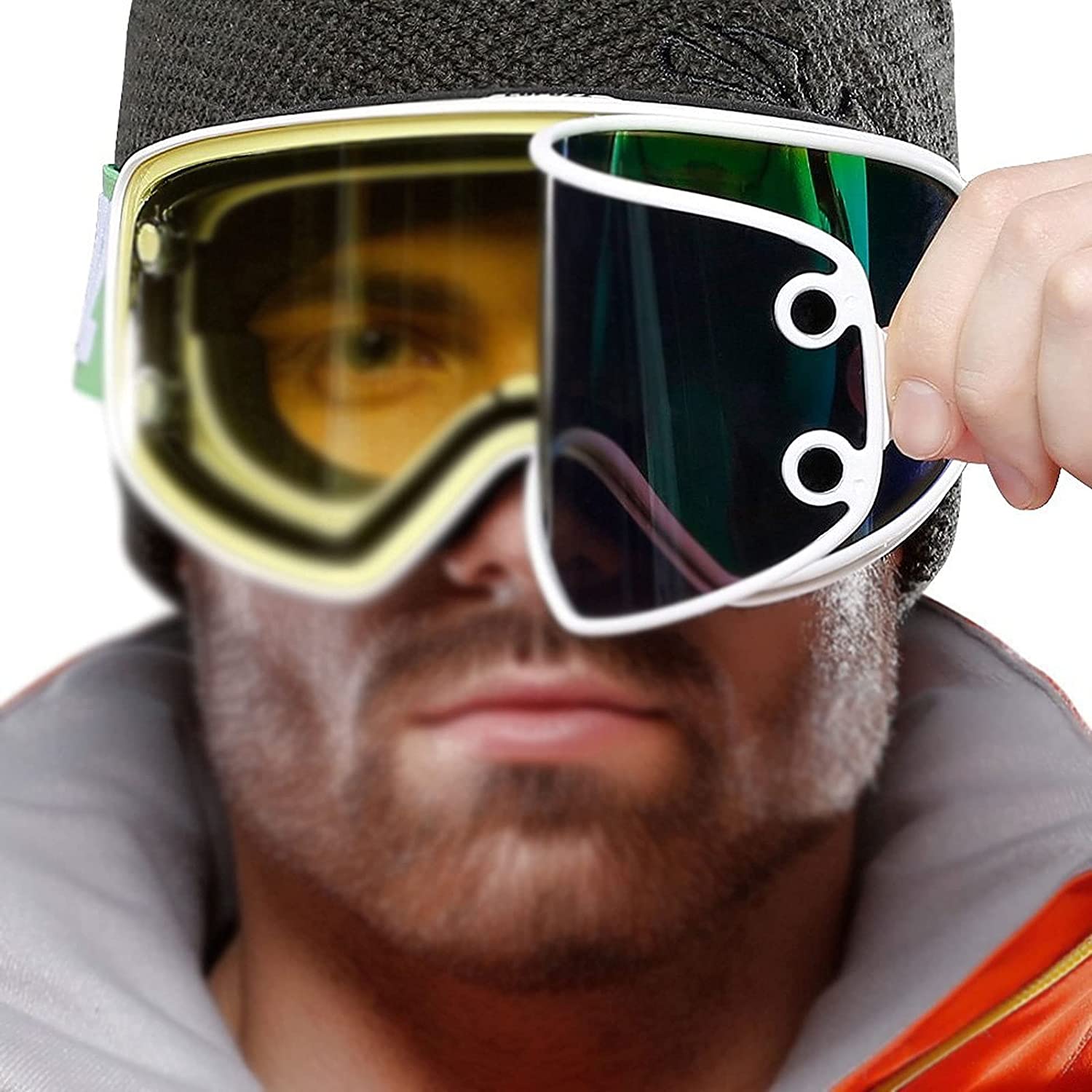 Ski Goggles with Magnetic Dual-Use Lens 