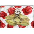 thumbnail image 3 of GZHJMY Animal Area Rug 4'x6', Watercolor Yoga Sloth with Rose Flower Polyester Area Rug Mat for Living Dining Dorm Room Bedroom Home Decorative, 3 of 6