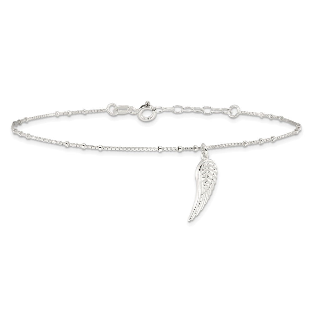 Auriga 925 Sterling Silver Wing Dangle Anklet 9inch for Women