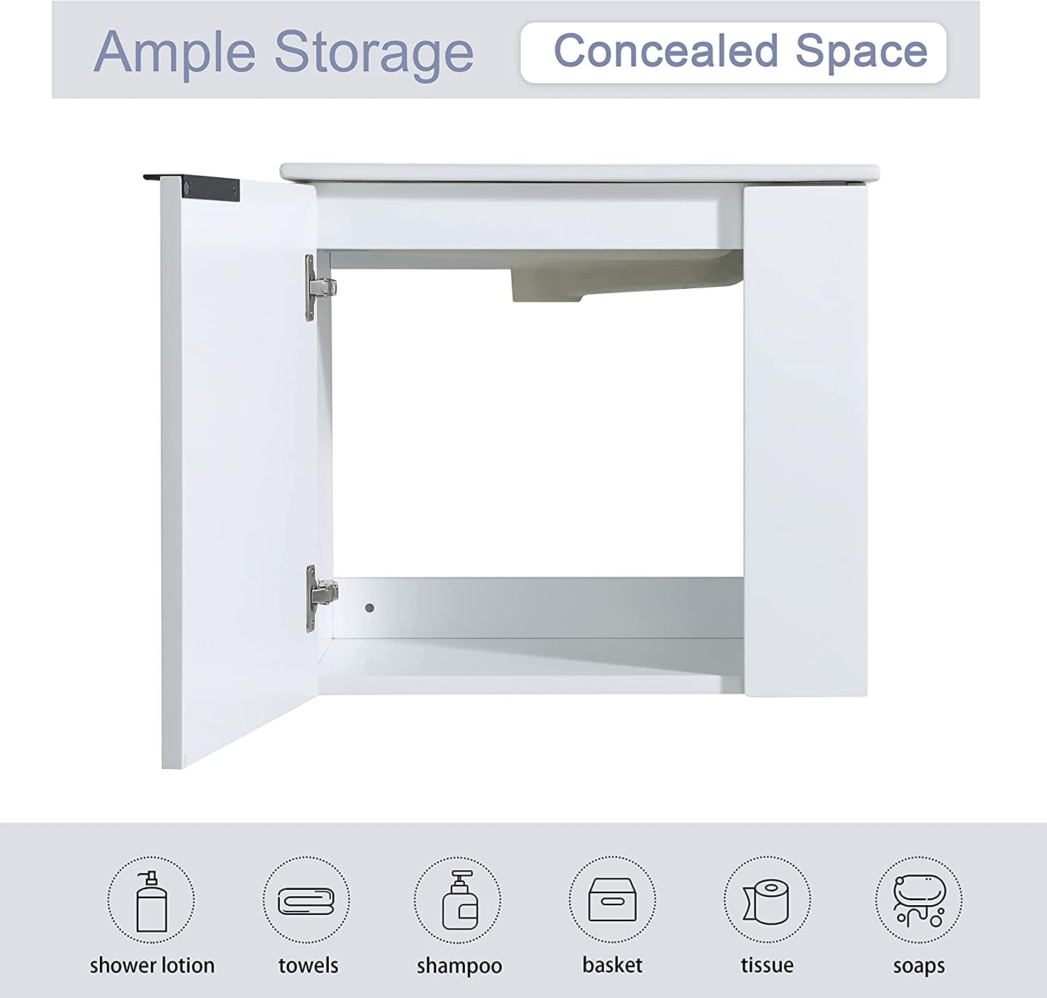 Miniyam 22" Bathroom Vanity Sink Combo for Small Space, Wall Mounted Cabinet Set, White