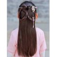 thumbnail image 4 of KAIYANG Horquilla china para el pelo con cuentas de novia, horquilla de metal con flores y diamantes de imitación para mujeres y niñas, color azul y rosa, 4 of 5