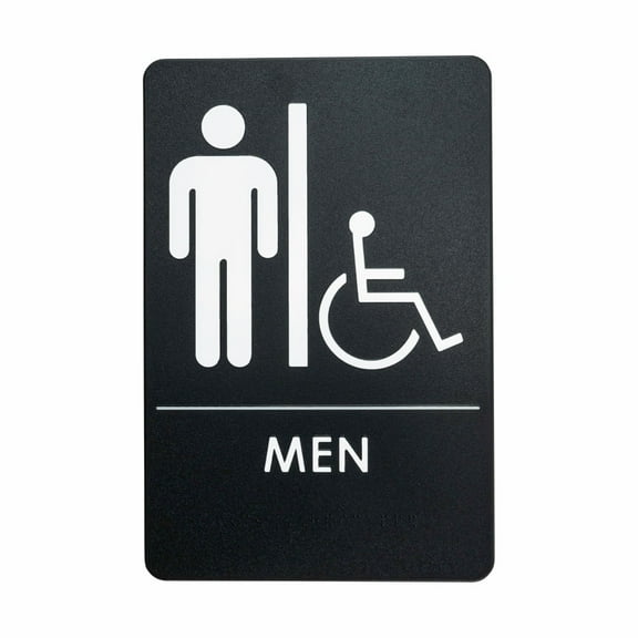 Men's Handicap Restroom Sign ADA-Compliant Bathroom Door Sign for Office, Business, Restaurant, Made in USA, Pack of 3