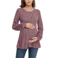 thumbnail image 5 of Ecavus Women's Maternity Sweater Bishop Sleeves Tunics Peplum Top WineRed S, 5 of 6