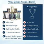 Medal Awards Rack Trophy Shelf and Award Display Rack (48 Color - Walnut)
