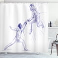 thumbnail image 1 of Ambesonne Sports Shower Curtain, Fencing Duel Sketchy, 69"Wx84"L, Violet Blue White, 1 of 3