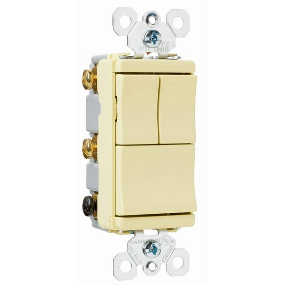 Pass & Seymour TM8111ICC Ivory Grounding 3-Single-Pole Decorator Switch