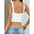 thumbnail image 4 of Women'S Sleeveless Crop Tops Ribbed Square Neck Cropped Tank Top White S, 4 of 8