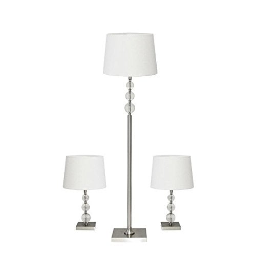 Table Lamp Set Brushed Steel, Clear Acrylic Floor Lamps