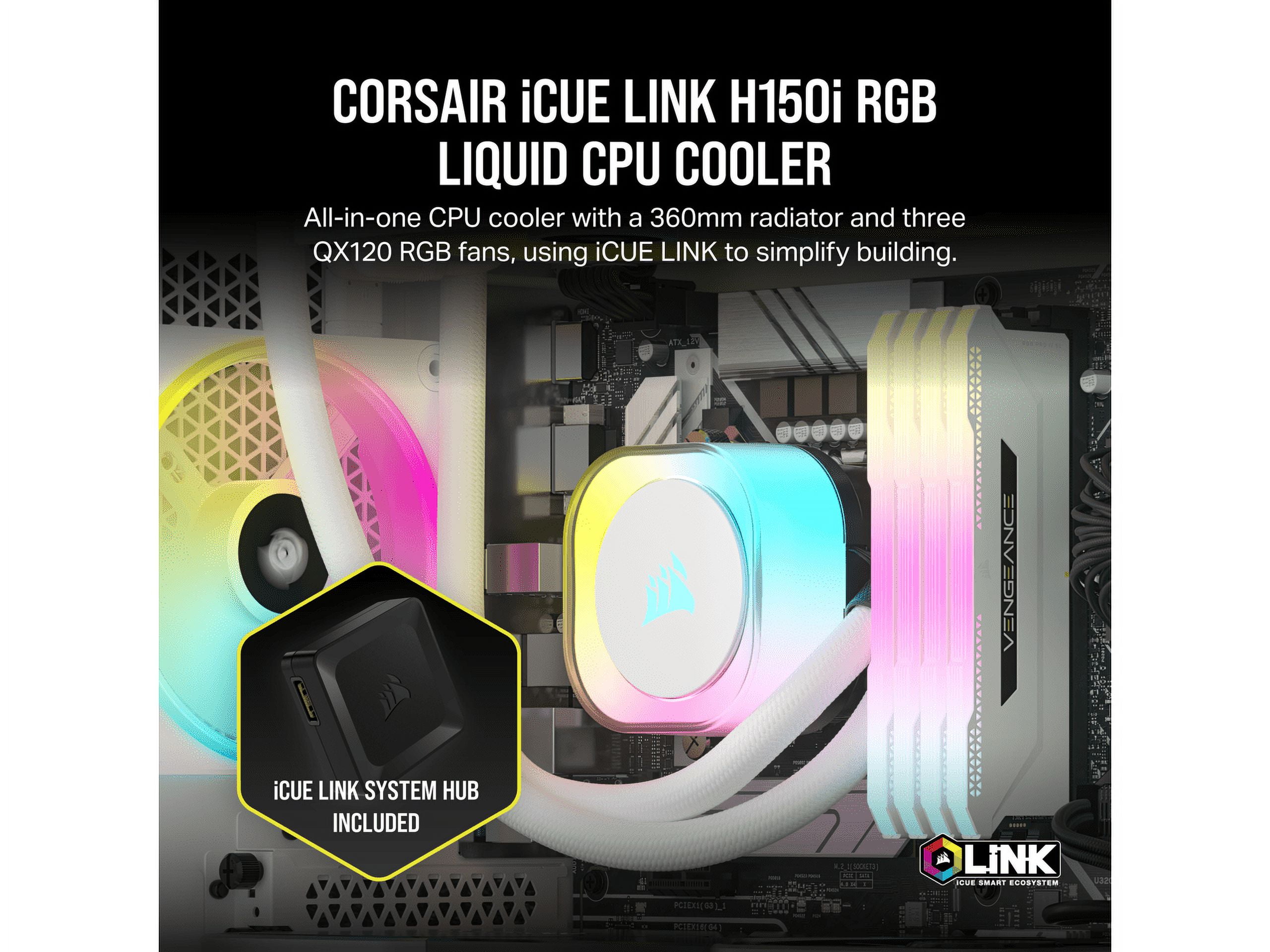 CORSAIR iCUE H150i RGB Liquid CPU Cooler, 360mm, QX120 RGB Fans