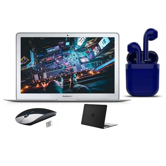 Refurbished Apple MacBook Air Intel Core i5 128GB SSD 4GB RAM Intel HD Graphics 5000 Bundle: Black Case, Wireless Mouse, Bluetooth/Wireless Airbuds By Certified 2 Day Express (Refurbished)
