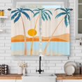 thumbnail image 2 of Tropical Palm Tree Beach Boho Kitchen Curtains, Sun Sea Ocean Mid Century Abstract Modern Aesthetic Small Short Cafe Window Curtain Over Sink Dining Room Decor Rod Pocket Drapes 2 Panels 36"x28", 2 of 6
