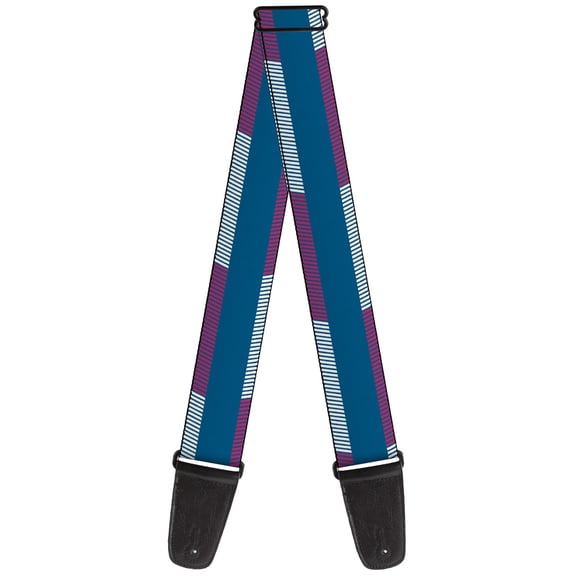 Buckle-Down Guitar Strap, Hash Mark Stripe Turquoise Fuchsia White, 2 Inches Wide