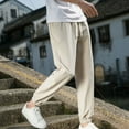 thumbnail image 4 of Handshe Men's Casual Pants with Drawstring Pockets & Elastic Waistband, Comfort-Fit Relaxed Outdoor Trousers, 4 of 7