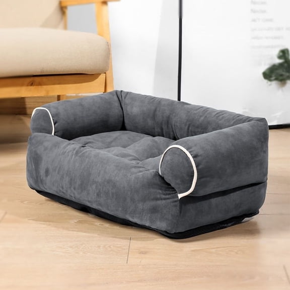 Tainini Dog Bed for Large Dogs, Waterproof Dog Sofa with Washable Cover, Faux Bolster Couch Pet Beds,18.11x14.96x8.26in