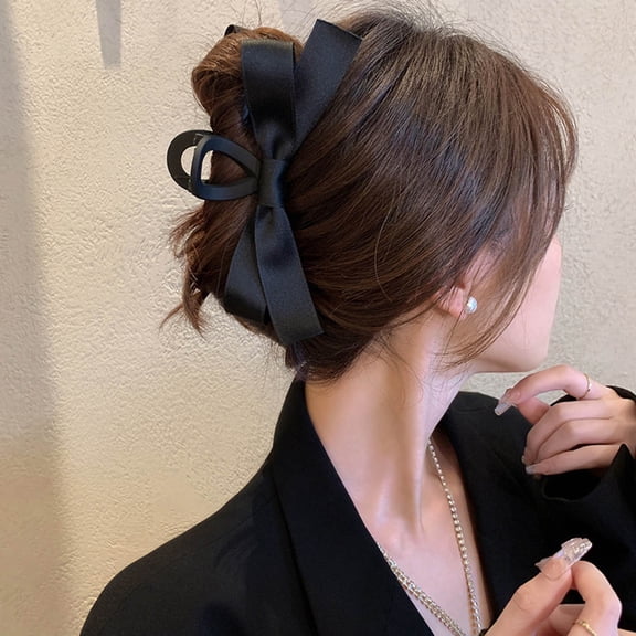 Satin Bow Hair Clips for Women Large French Ribbon Barrettes Glossy Hair Accessories Cute for Thin Thick Curly Hair