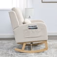 thumbnail image 4 of 27.5 "W Nursery Rocking Chairs, Modern Accent High Back Glider Chair with 1 Lumbar Pillow and 2 Side Pockets, Rocker Armchair for Living Room Bedroom, Beige, 4 of 9