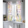 thumbnail image 5 of Easter Bunny Sheer Curtains 54 Inch Length 2 Panels Set for Living Room/Bedroom, Spring Colorful Eggs Flower Branch Plaid Kitchen Curtains Grommet Semi-Sheer Curtains Window Treatments 42"x54"x2, 5 of 7