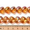 thumbnail image 4 of 10strands Electroplate UV Plating Glass Beads Strands Iridescent Heart Orange 12.2x15x8mm Hole: 1mm about 50pcs/strand 23.62''(60cm), 4 of 4