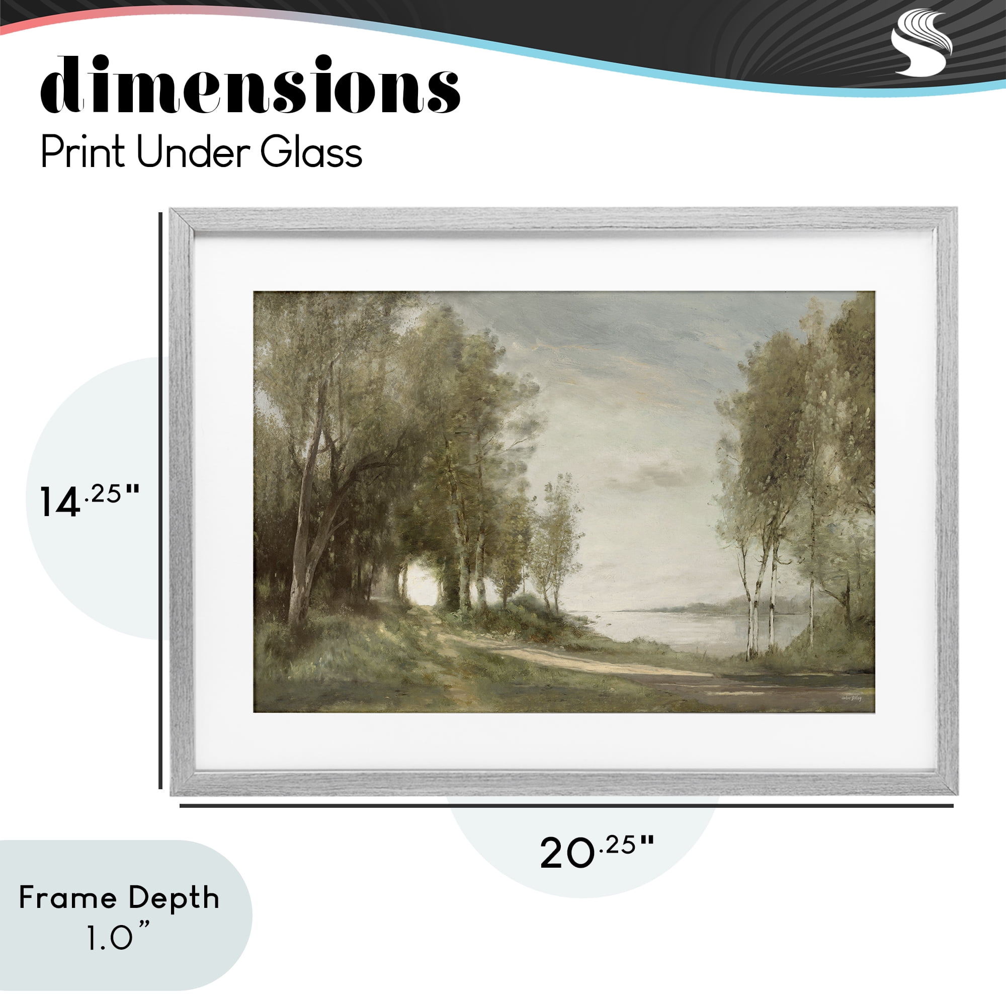 Stupell Industries Tranquil Lakeside Path Gray Framed Print Under Glass, design by Amber Sterling