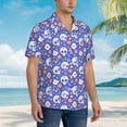 thumbnail image 2 of KLL Men's Hawaiian Shirt Short Sleeve Button Down Beach Shirts-flower Skull cartoon, 2 of 5
