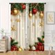 thumbnail image 5 of Juego de 2 cortinas con estampado digital de Navidad doradas, diseño de apertura de barra, cortina de poliéster, adecuada para sala de estar y decoración del hogar (barra no incluida), 5 of 8